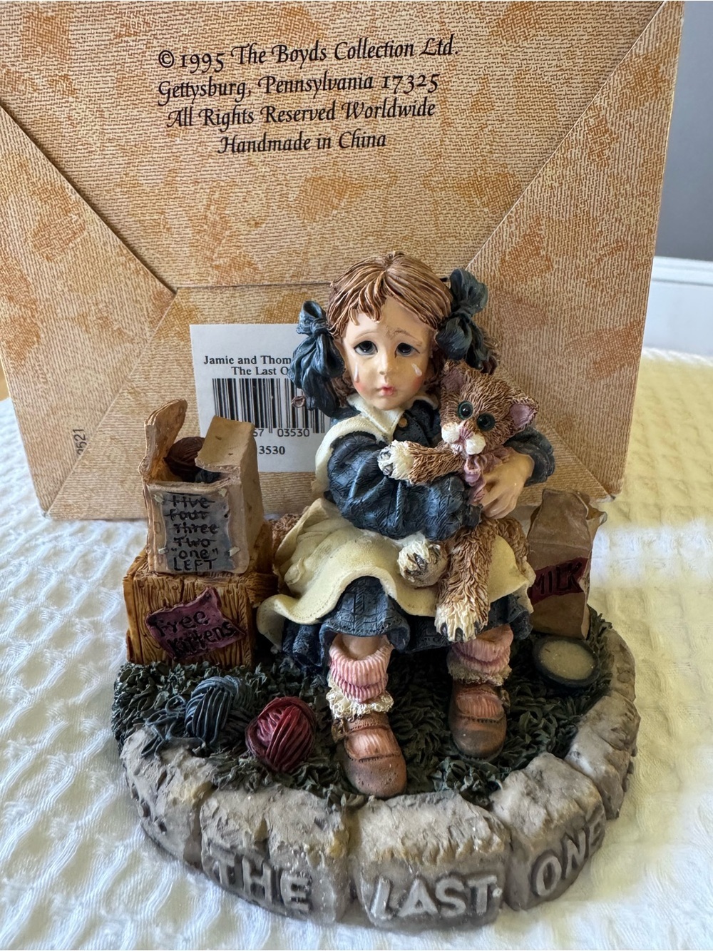 Boyds Yesterdays Child “The Last One” 1995 Girl Cat Figurine w Box
